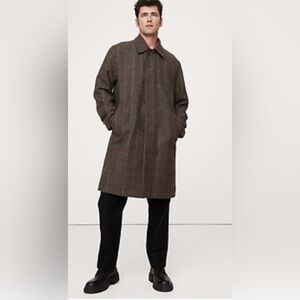 Banana Republic Wool Italian Plaid Car Coat Overcoat NWT L Career Corpcore